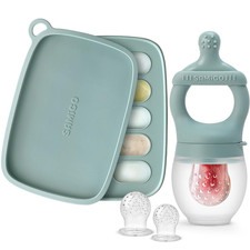 Baby Food Fruit Feeder and Breastmilk Popsicle Mold Set, Silicone Fruit Teether,