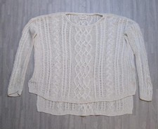 Maglione Denim & Supply donna grande bianco lino cotone maglia cavo Ralph Lauren