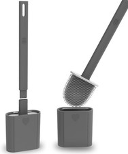 2 Pack Silicone Toilet Brush Set with Quick-Dry Anti-Drip Holder