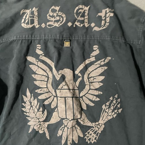 Vintage Bare Fox Military Full Zip Jacket Front Pocket Patches Graphic Print 3XL - Picture 8 of 9