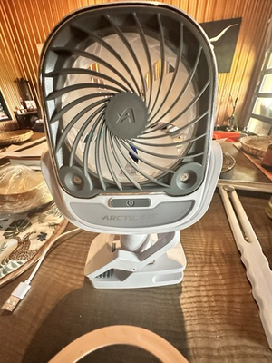 #ad Arctic Air Grip Go Mini Clip On Fan Rechargeable USB Battery White Gray $16.49