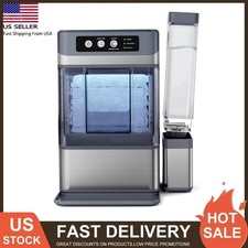 44lb Countertop Nugget Ice Maker 5Mins Fast Pebble Ice Making Machine Self-Clean