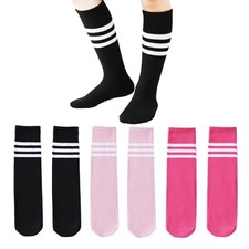 Kids Soccer Socks-Toddler 7-10 Years Blackwhite/Pinkwhite/Rose Pink-3pairs