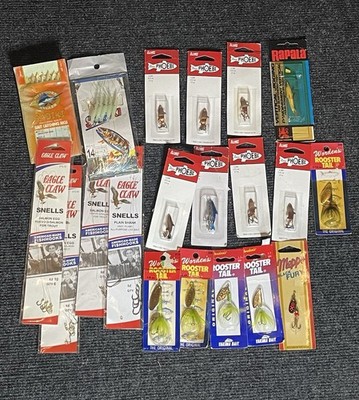 Vintage Fishing Lure Lot NOS Rapala Rooster Tail Phoebe Mepps Eagle Claw