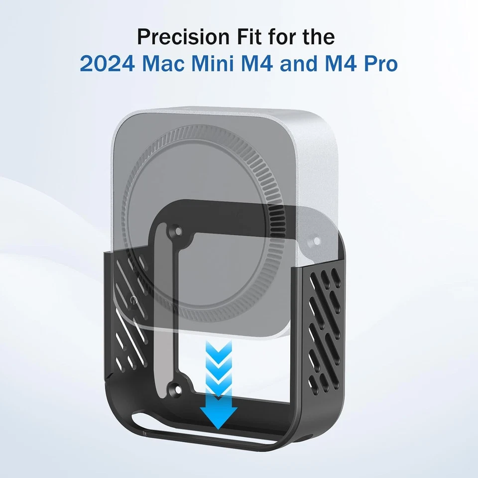 Mac Mini M4 / M4 Pro Under Desk Mount | Wall Mount w/ Heat Vents Black - Image 2 of 4