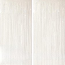 White Door Streamers Backdrop Curtains Tinsel Foil Fringe Party Decor 2 Packs