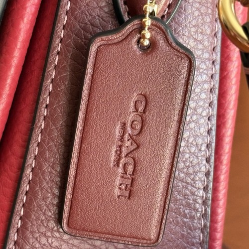 Coach Mini Grace Pebbled Leather Shoulder/Hand Bag Colorblock Red Apple CC057 - Picture 15 of 16