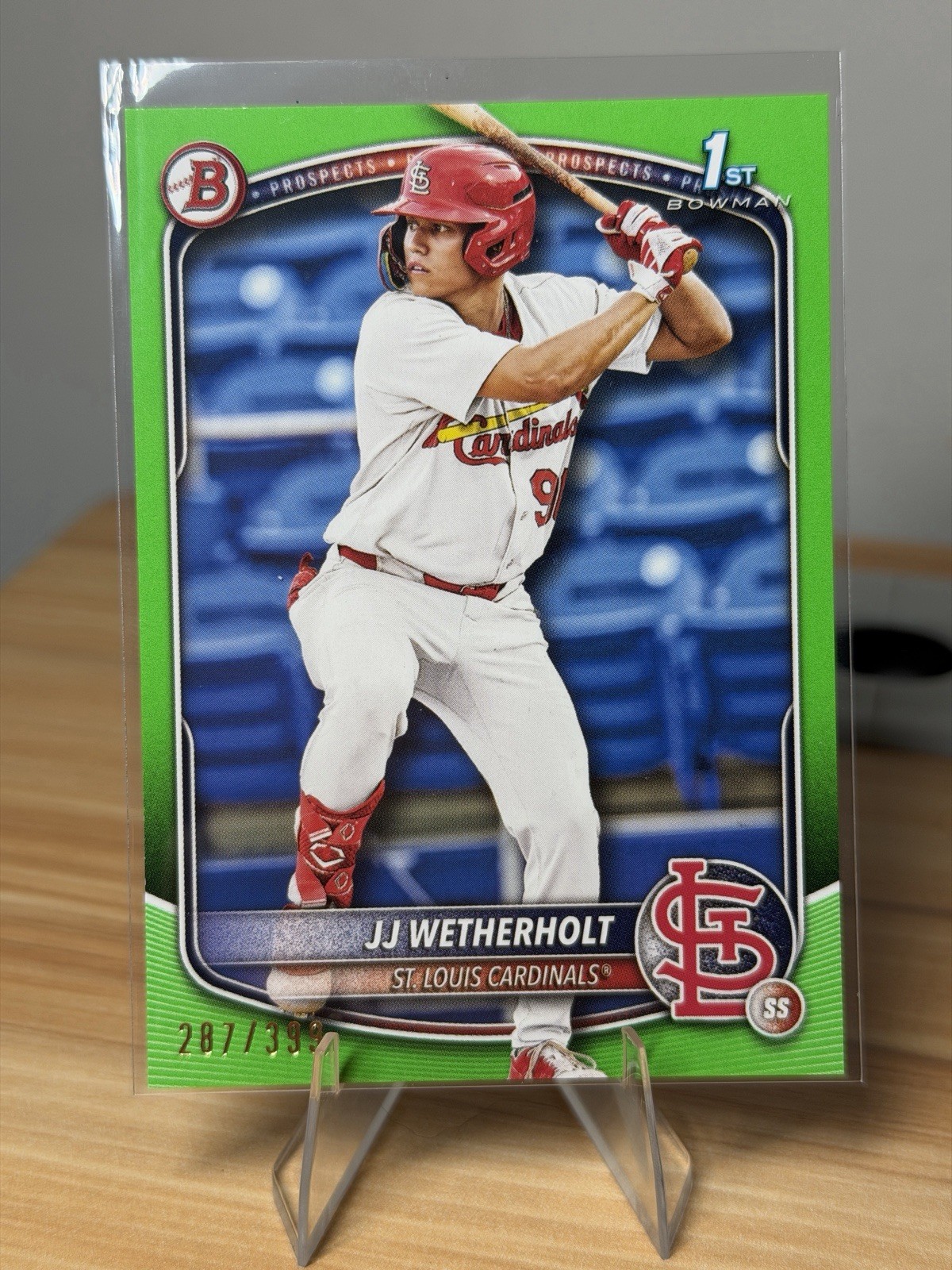JJ Wetherholt 2025 Bowman 1st Bowman Paper Green Parallel /399 #BP-22 Cardinals