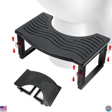 Foldable Toilet Stool - Adjustable Height 7", 8", 9" - Acacia Wood for Health