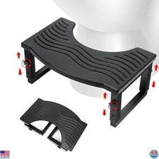 Foldable Toilet Stool - Adjustable Height 7", 8", 9" - Acacia Wood for Health