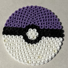 Perler Pokeball, 3" Diameter, Light Purple/White/Black