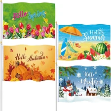 4 Pcs Garden Flag 3 X 5 Ft Spring Summer Autumn Winter Seasons Double Sided Holi