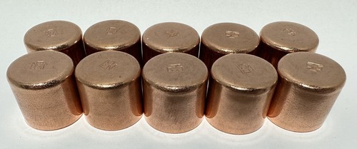 (Lot of 10) COPPER PLUMBING FITTINGS 3/4" x 3/4" COPPER CAP SWEAT SOLDER TYPE