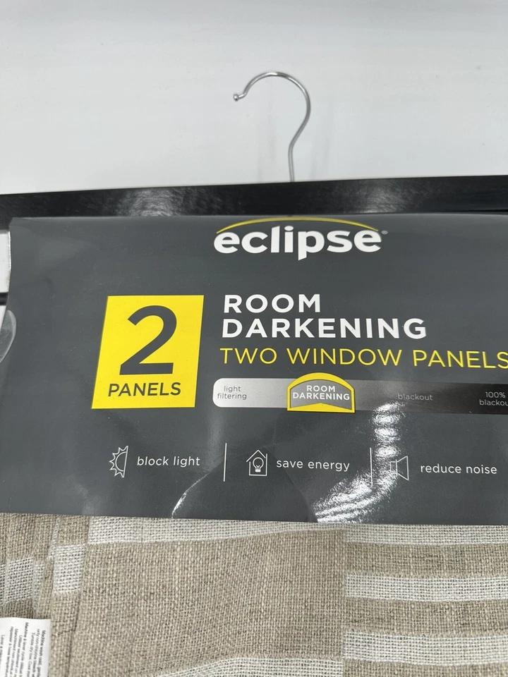 Eclipse Blackout One Grommet Panel 42” x 84”  Beige Striped tan Reduce Noise New - Image 2 of 4