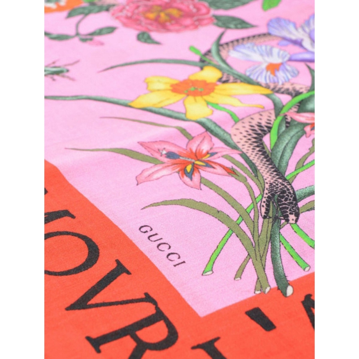 Gucci マフラー L' Aveugle Par Amour スカーフ GUCCI L'AVEUGLE PAR AMOUR SNAKE FLORA PRINT SILK WOOL 