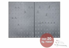 Werkzeugwand Lochwand Werkstattwand Werkstatt 80 x 58 x 1 cm mit 20 Haken Metall