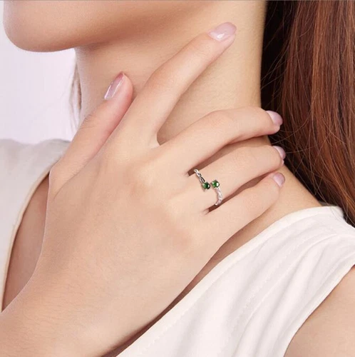 Certified S925 Sterling Silver Natural Green Burma A Jade jadeite Fashion Ring - Picture 6 of 10