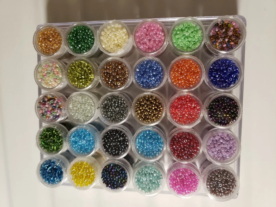BULK LOT-30 FULL Cylinders -2mm Seed Beads + Container + 30 FREE Charms - Image 2 of 4