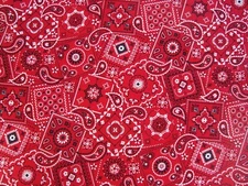 1/2 Yard RED Poppy Bandana Fabric 100% C Great for Crafts/Quilting/Masks NEW 