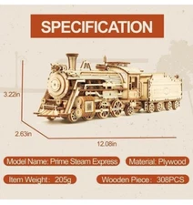 ROKR 3D Wooden Puzzle 1:80 Scale MC501 1860’s Prime Steam Express Model