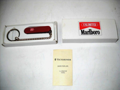 MARLBORO UNLIMITED Victorinox Red Illuminator Pocket Knife - MINT - NEW IN BOX
