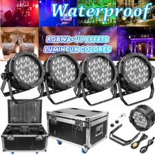 4Pcs 270W Waterproof RGBWA UV LED Par Light DMX Stage DJ Par Can Light w/Case
