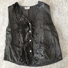 Vintage Vest Crushed Velvet Top M L Floral Grunge Punk Goth Whimsigoth Witchy