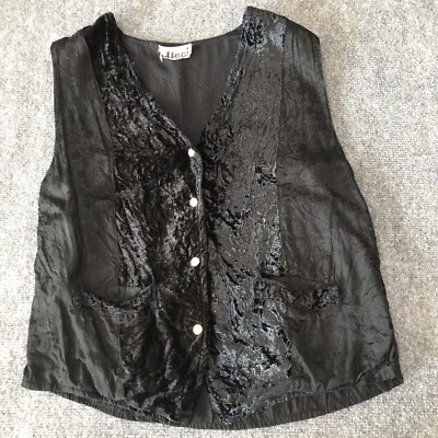 Vintage Vest Crushed Velvet Top M L Floral Grunge Punk Goth Whimsigoth Witchy