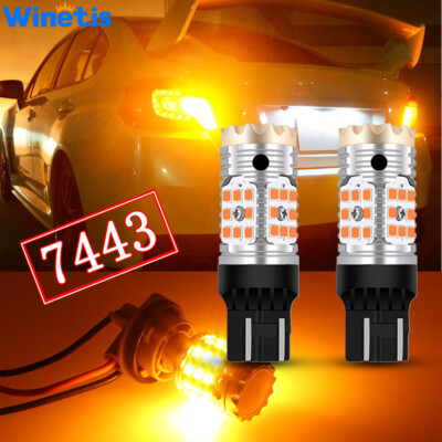 2x DRL 50W 7443 7440 LED Amber Yellow Turn Signal Parking
