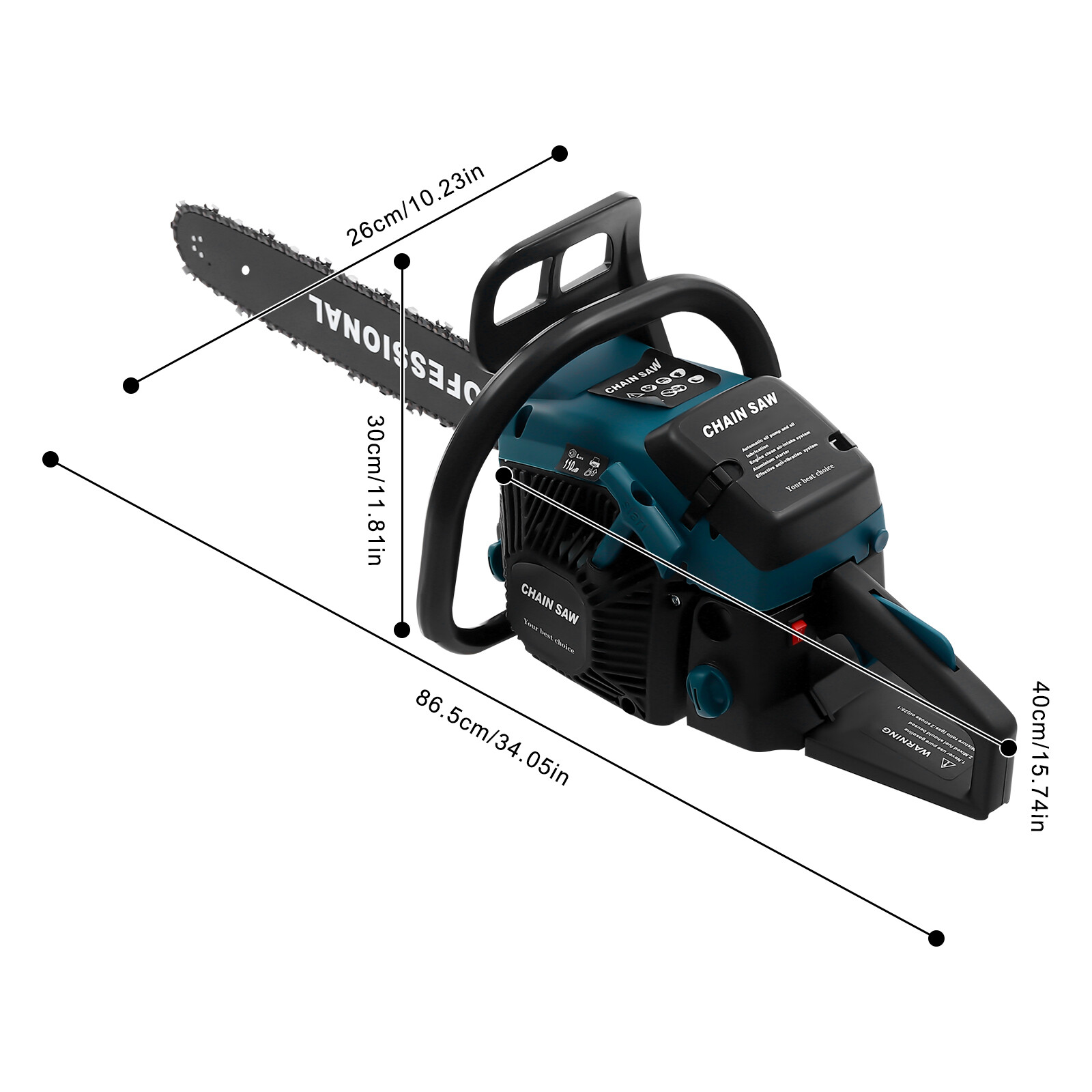 58CC Gas Powered Chainsaw with 20'' Guide Bar Saw Chain 2-Stroke Engine Cut Wood