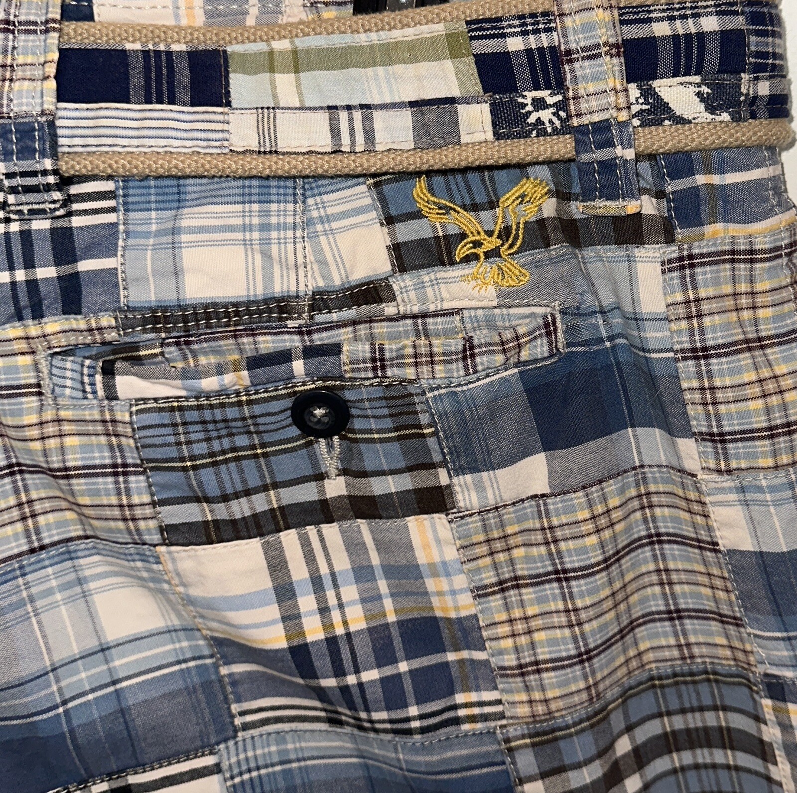 American Eagle Men’s Patchwork Plaid Flat Front S… - image 3