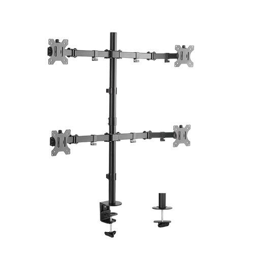 Quad Monitor Desk Mount Adjustable Clamp Stand Heavy Duty 4 Screens up to 32" - Picture 1 of 3