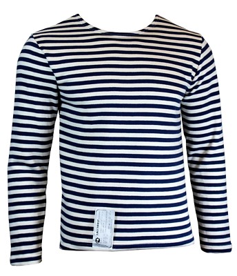 Original russischer marineblauer Winter Telynashka Pullover - 100% Baumwolle gestreift Langarm