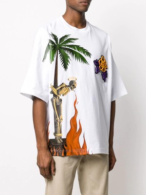Palm Angels Burning skeleton print T 