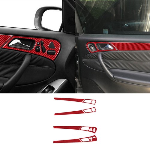 2pcs Red Car Bumper Truck Reflective Sticker Warning Decal Carbon Fiber Strips