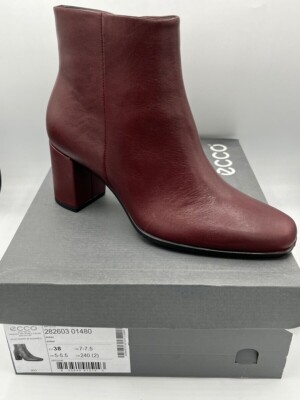 ECCO Stiefelette Damen GRÖSSE 5 bis 5,5 EU 38 Syrah quadratische Stiefel Form 60