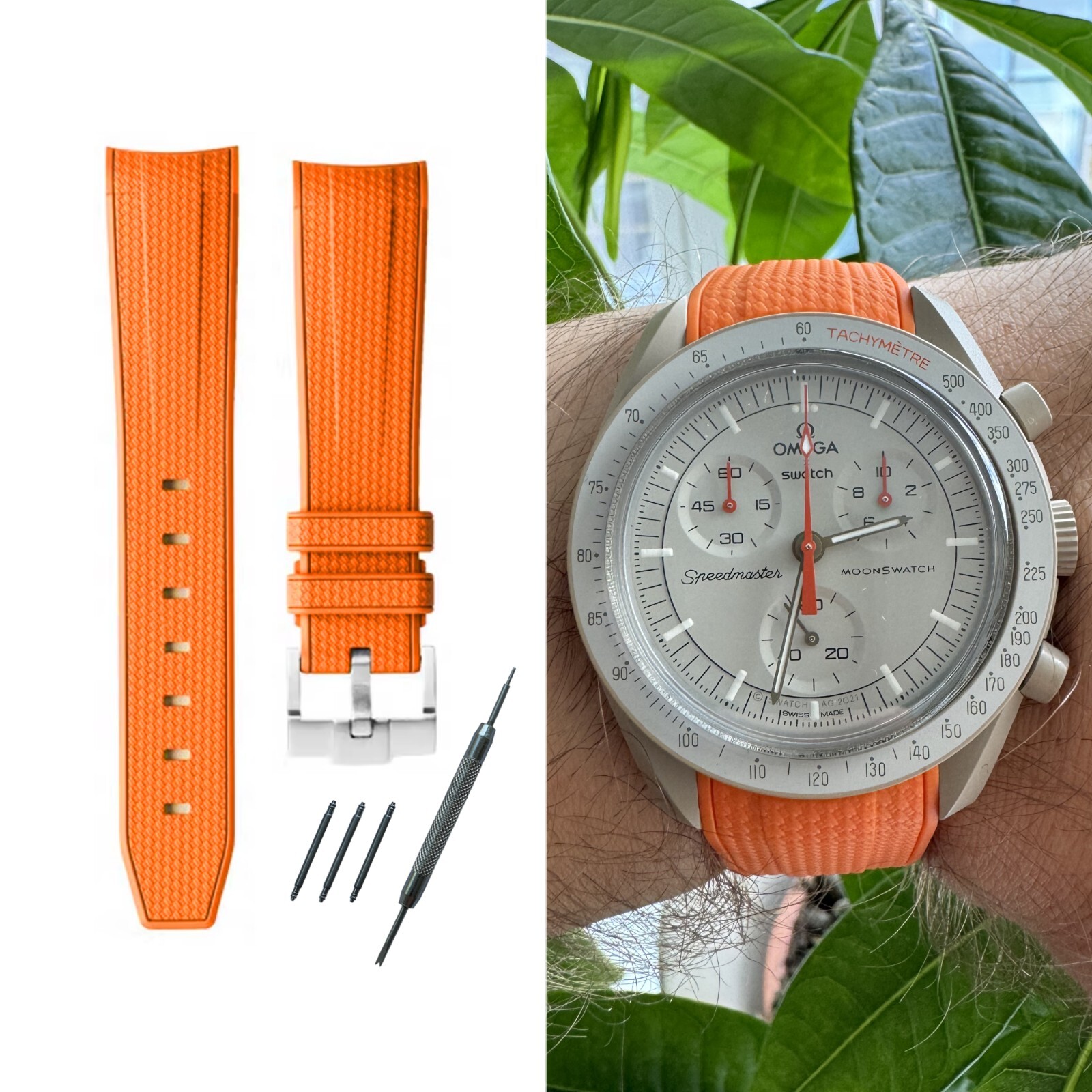 MoonSwatch strap silicone orange pour vos activités sportives et nautiques