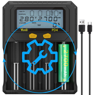 4 Slots LCD USB Akku Ladegerät Charger für AA/AAA/AAAA/C/SC/F6 Lithium Batterie