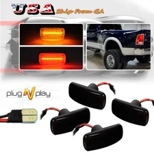 Smoke Lens Front/Rear 48-LED Fender Side Marker Lamps For 10-18 RAM Double Wheel