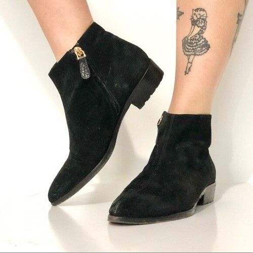 black suede point toe ankle boots 36 