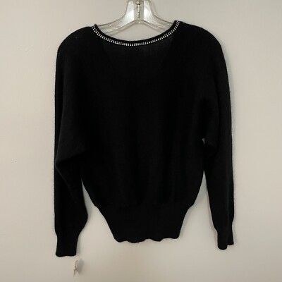 IB Diffusion Sweater Medium Vintage  Rhinestone Black Ramie Ladies Casual