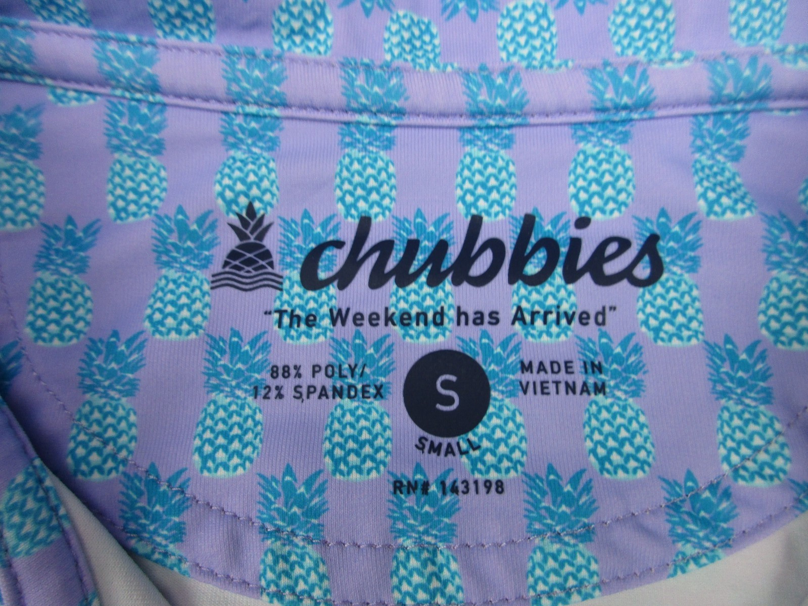 Mens Small Chubbies SS Polo Shirt pineapple golf performance purple