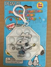 Push Pop Squishies Squishers Snoopy Chef Keychain backpack clip Peanuts Cook Toy