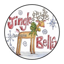 30 CHRISTMAS REINDEER ENVELOPE SEALS LABELS STICKERS 1.5" ROUND GIFT TAGS FAVORS