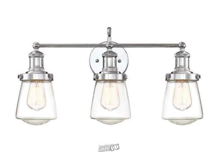 Lámpara de barra de baño interior cromada de 3 luces Designers Fountain Taylor Foto 2 de 2