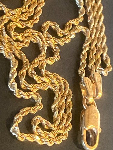 VTG Solid 14k Yellow Gold Rope Chain Necklace 18” Approx. 3g 1.5mm Lobster Claw - Picture 9 of 24