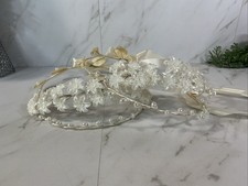 Vintage Pair Of White Floral  Pearls Tiara Head pieces Wedding Bridal Crowns