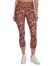 DKNY Sport Women's Regular Fit Printed High Waist Cropped Leggings Red Size XS