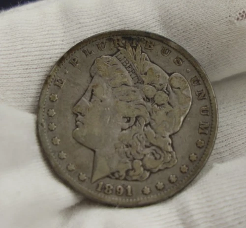 1891 CC US Morgan Silver Dollar $1 Fine + (Cleaned) Key Date