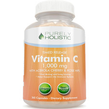 Vitamin C 1000mg Capsules 365 Count Timed Release Immune Support Vegan